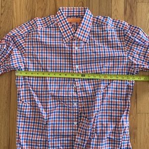 Marc Allen orange blue check shirt M-L